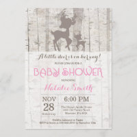 Deer Girl Baby Shower Invitation Rustic Woodland