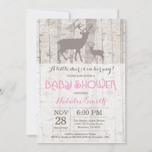 Deer Girl Baby Shower Invitation Rustic Woodland