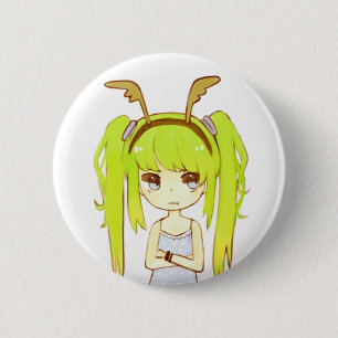 Deer Girl Button Badge