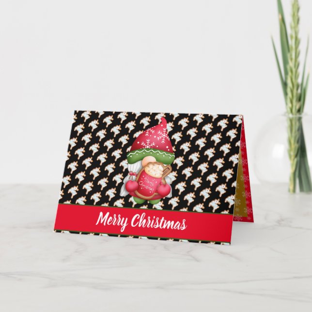 Deer Gnome Customize Colour and Text Holiday Card (Front)