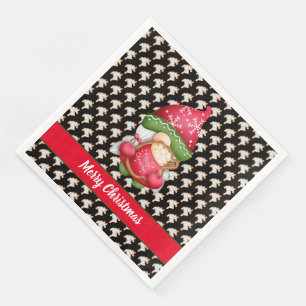 Deer Gnome Customize Colour and Text Napkin