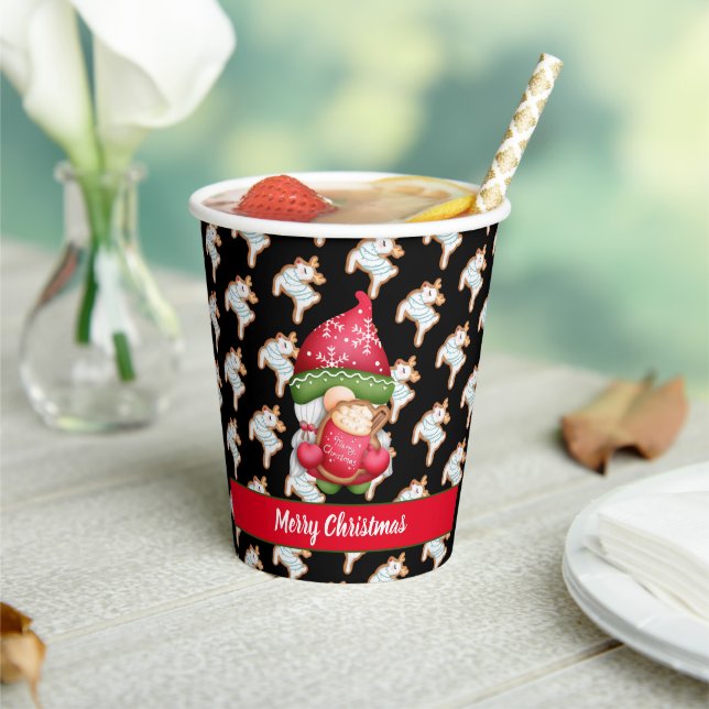 Deer Gnome Customize Colour and Text Paper Cups (Insitu)