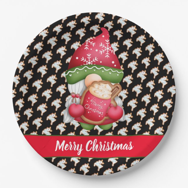 Deer Gnome Customize Colour and Text Paper Plate (Front)