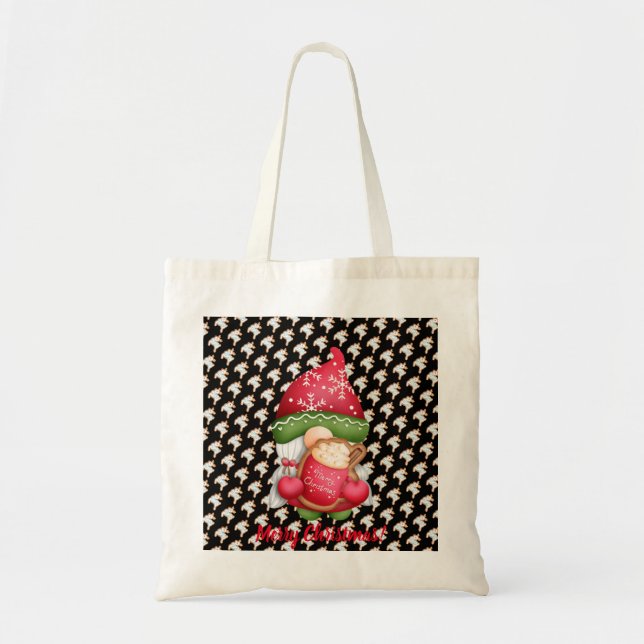 Deer Gnome Customize Colour and Text Tote Bag (Front)
