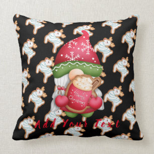 Deer Gnome Customize Text and Colour 20"X20" Throw Pillow