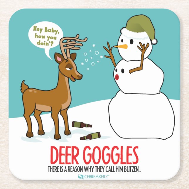 DEER GOGGLES FUNNY CHRISTMAS COASTERS (Front)