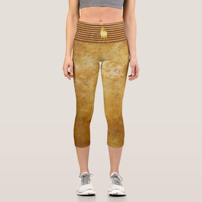 Deer Gold Capri Leggings (Front)