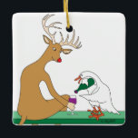 Deer & Goose Wine Ornament<br><div class="desc">A delightful wine ornament featuring an Italian proverb on the back. The deer and goose are magical too! This is a great hostess gift, stocking stuffer or a wonderful piece to put around the neck of a wine bottle you are gifting. The message can be changed to whatever you like...</div>