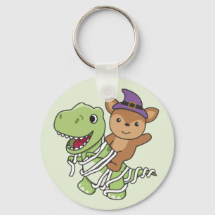 Deer Happy Halloween T-rex Mummy Costume Keychain