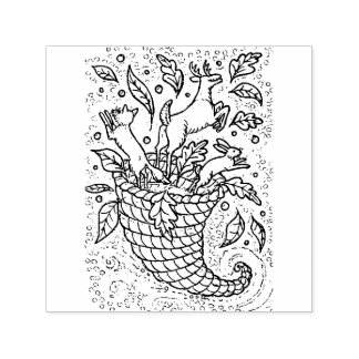 DEER HARE FOX FOREST WILDLIFE, NATURE'S CORNUCOPIA SELF-INKING STAMP