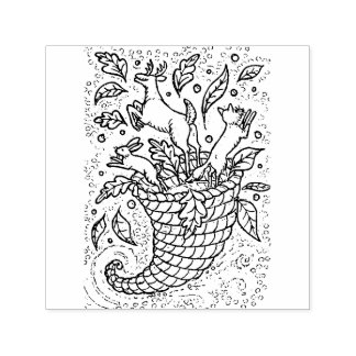 DEER HARE FOX FOREST WILDLIFE, NATURE'S CORNUCOPIA SELF-INKING STAMP