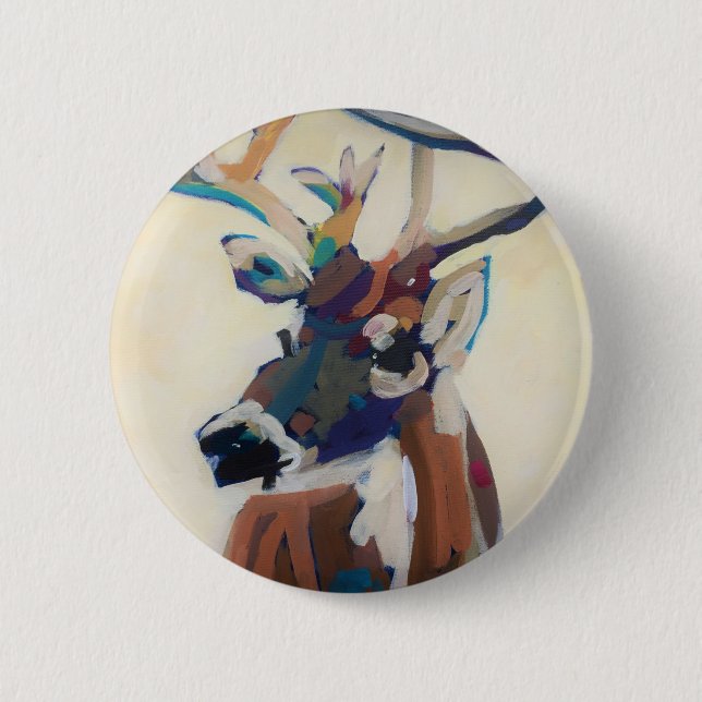 Deer Head 2 Inch Round Button (Front)