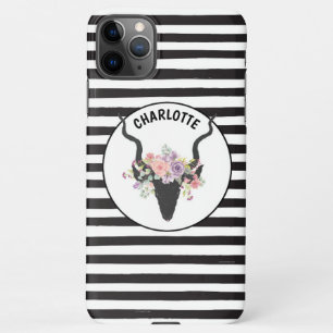 Deer head and roses personalised iPhone 11Pro max case