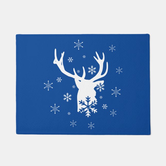 Deer Head and Snowflakes Doormat (Front)