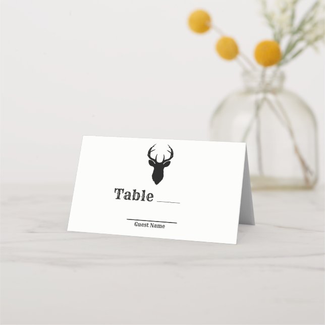 Deer Head Antlers Rustic Wedding Table Seat Place Place Card (Back)