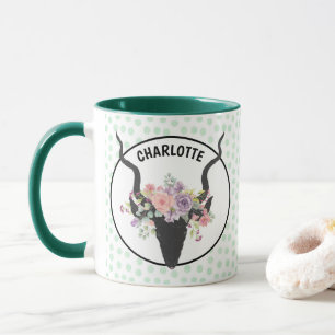 Deer head decorated with roses personalized mug