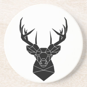 Deer Head Geometric Ai File Deer Silhouette Stag P Coaster