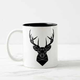 Deer Head Geometric Ai File Deer Silhouette Stag Two-Tone Coffee Mug