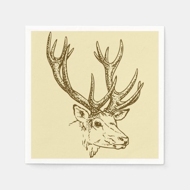 Deer Head Illustration Graphic Napkin (Front)
