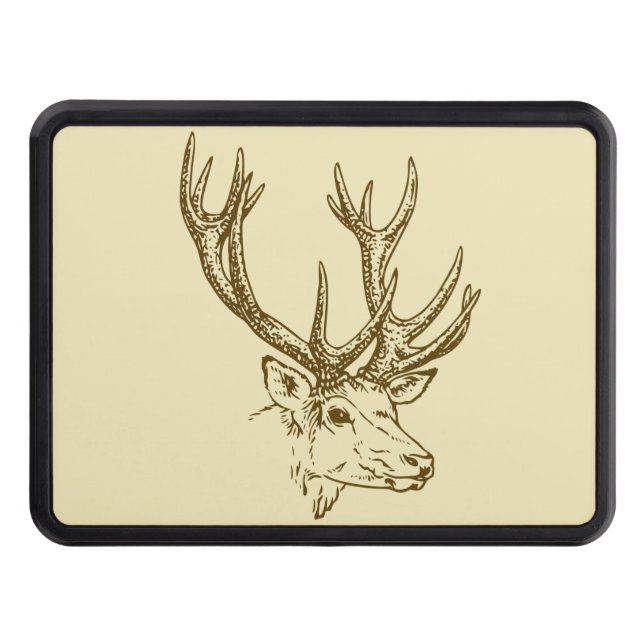 Deer Head Illustration Graphic Trailer Hitch Cover (Front)