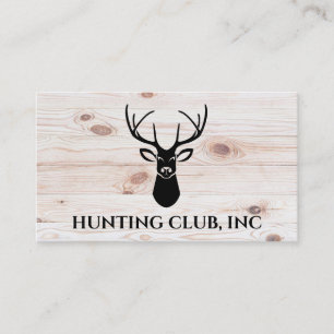 Deer Head Logo   Wood Board Background Business Card