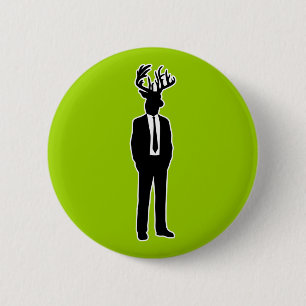 Deer Head Man in a Suit and Tie 2 Inch Round Button