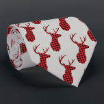 Deer Head - Rustic Red Plaid Pattern Tie<br><div class="desc">Patterned tie with a rustic style. Designed with a deer head with antlers,  made of red plaid.</div>