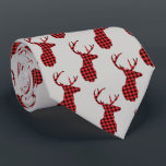 Deer Head - Rustic Red Plaid Pattern Tie<br><div class="desc">Patterned tie with a rustic style. Designed with a deer head with antlers,  made of red plaid.</div>