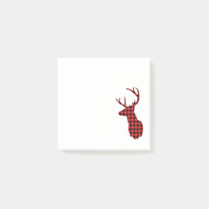 Deer Head - Rustic Red Plaid Post-it Notes