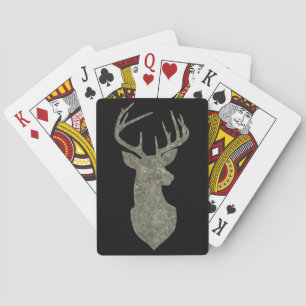 Deer Head Silhouette Buck Trophy in Camouflage Playing Cards