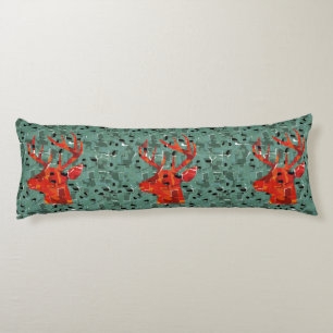 Deer head silhouette mosaic body pillow