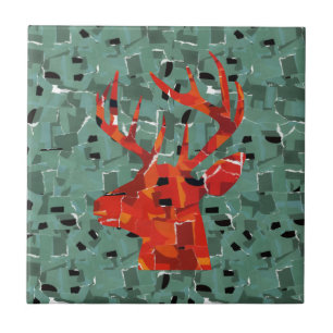 Deer head silhouette mosaic tile