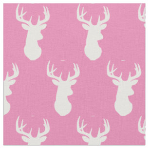 Deer Head Silhouettes Country Baby Girl Fabric