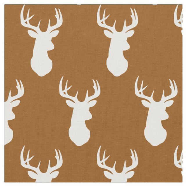Deer Head Silhouettes Country Cabin Fabric (Close Up)