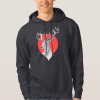 Deer head Stag drawing Red circle Animal art