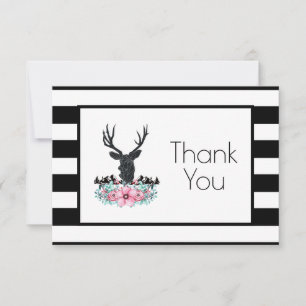 Deer Head w/ Flowers & Mountains Party Thank You