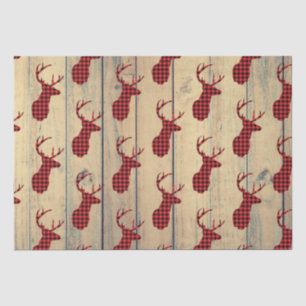 Deer Head with Antlers on Faux Wood Tissue Paper