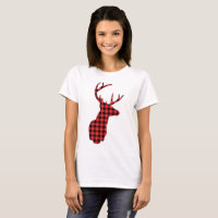 Deer Head with Antlers - Red Plaid Rustic