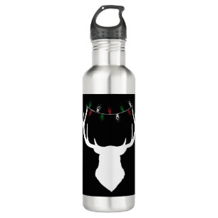 Deer Head With Christmas Lights On Antlers 710 Ml Water Bottle