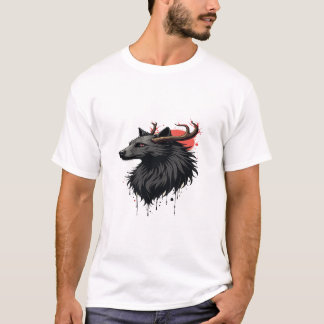 "Deer Head with Moon Behind – Artistic Graphic Tee