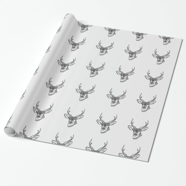 Deer Head Wrapping Paper (Unrolled)