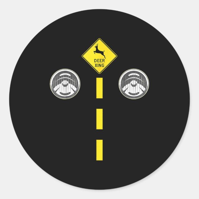 Deer Headlights With Road Markings Couples Costume Classic Round Sticker (Front)