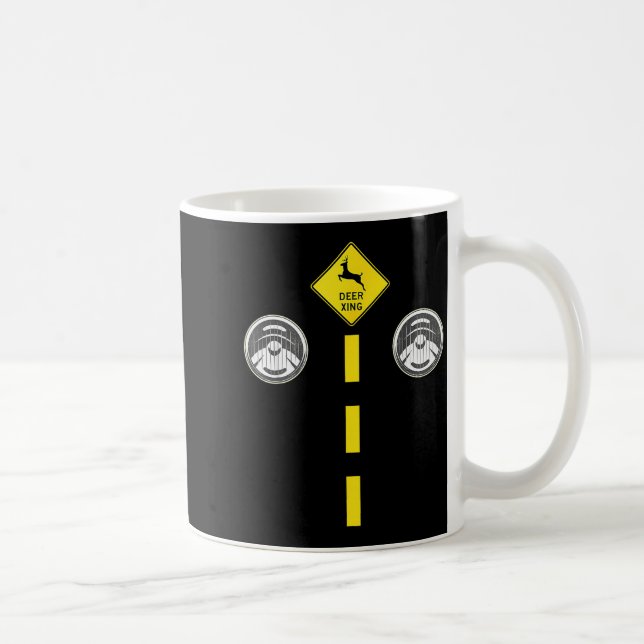 Deer Headlights With Road Markings Couples Costume Coffee Mug (Right)