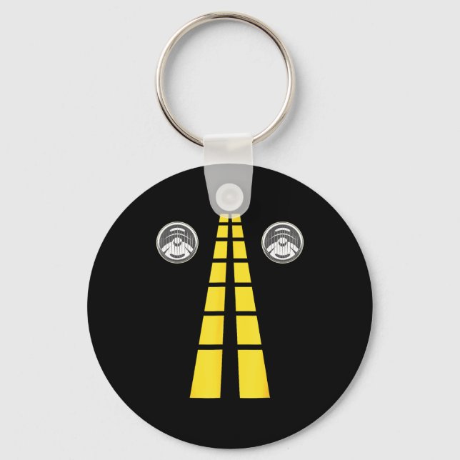 Deer Headlights With Road Markings Couples Costume Keychain (Front)