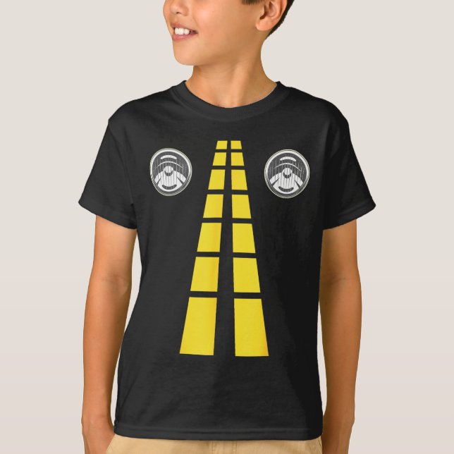 Deer Headlights With Road Markings Couples Costume T-Shirt (Front)