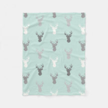 Deer Heads in Mint and Grey
