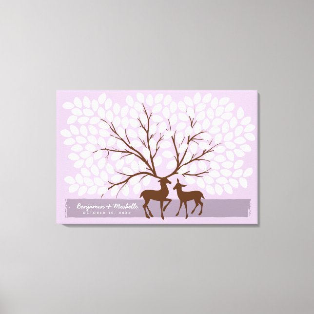 Deer Heart Guest Book Canvas - 150 Signatures (Front)