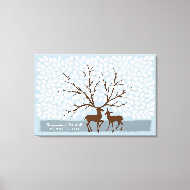 Deer Heart Guest Book Canvas - 250 Spaces (Front)