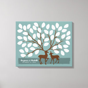 Deer Heart Guest Book Canvas - 50 Signatures