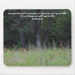 Deer Hiding in Forest Faith Bible Verse Jeremiah Mouse Pad